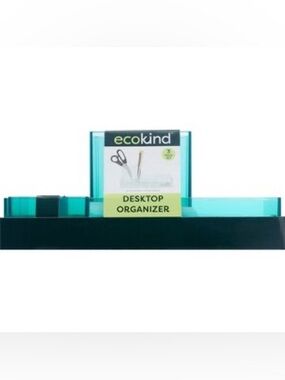 U Style Ecokind 3-Pc Desktop Organizer Set Teal Recycled Ocean Plastic Desk Tray